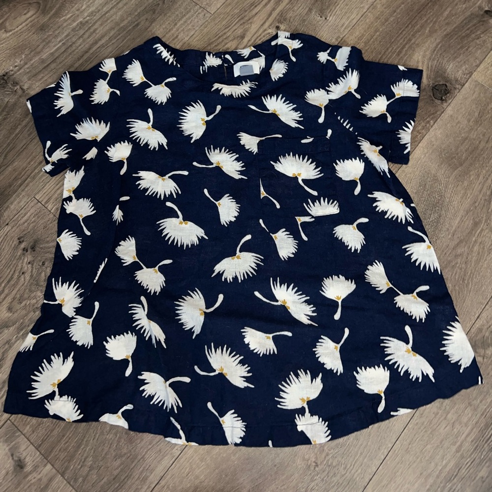 Old Navy Navy Blue and White Patterned Blouse
